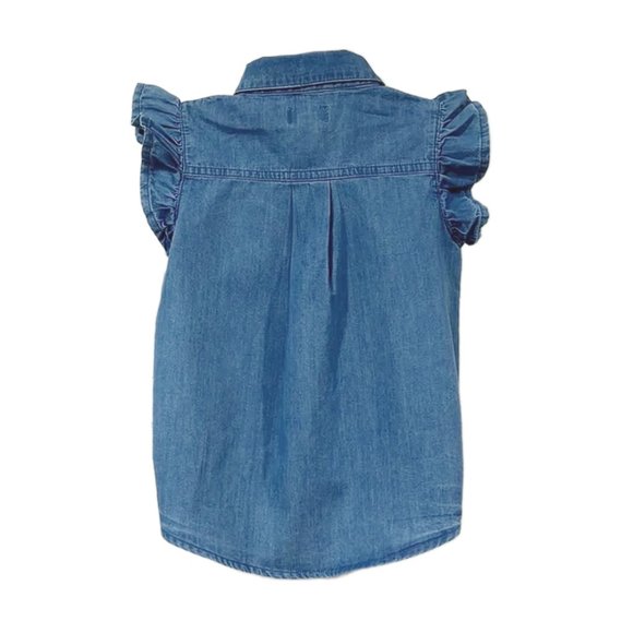 NWT Blue Denim Button-Down Blouse - Toddler Girls Size 18M - Cat & Jack Shirt - Picture 4 of 6